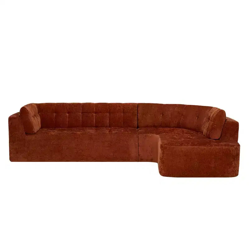 Sofá seccional moderno estilo L de 119", curvo minimalista con orientación a la derecha, con botones