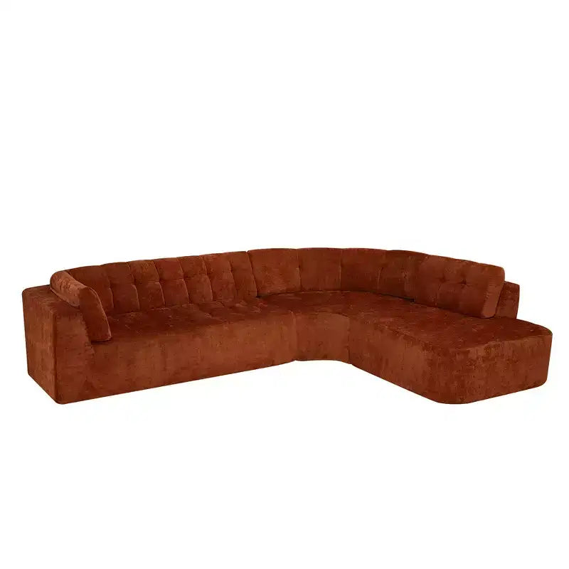 Sofá seccional moderno estilo L de 119", curvo minimalista con orientación a la derecha, con botones