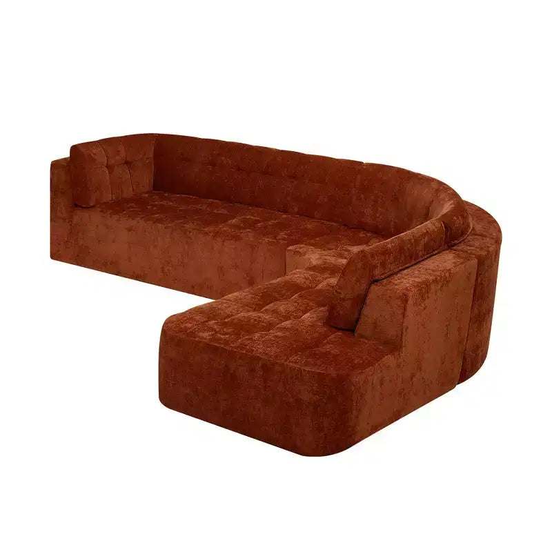 Sofá seccional moderno estilo L de 119", curvo minimalista con orientación a la derecha, con botones