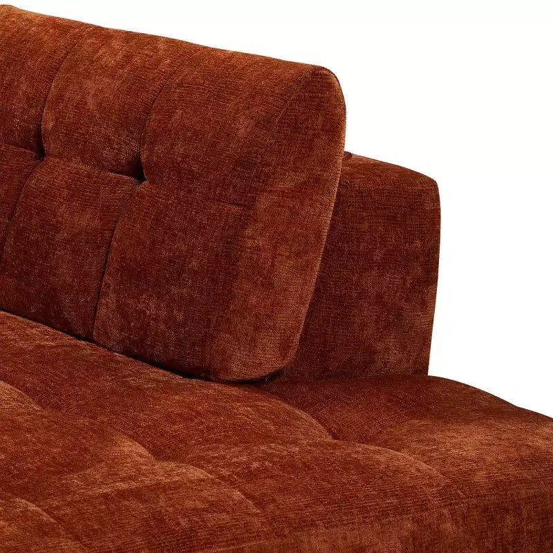 Sofá seccional moderno estilo L de 119", curvo minimalista con orientación a la derecha, con botones