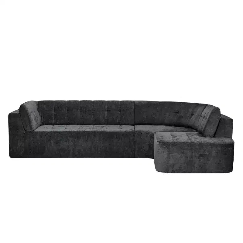 Sofá seccional moderno estilo L de 119", curvo minimalista con orientación a la derecha, con botones