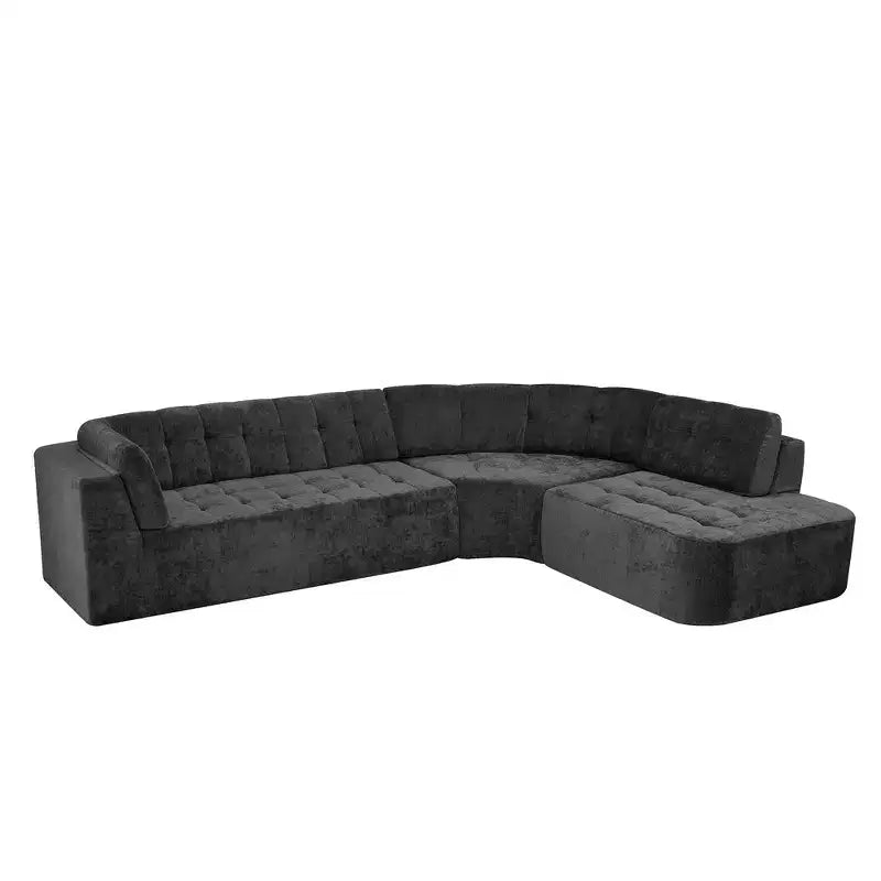 Sofá seccional moderno estilo L de 119", curvo minimalista con orientación a la derecha, con botones