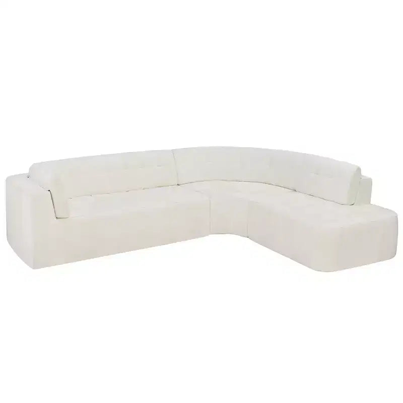Sofá seccional moderno estilo L de 119", curvo minimalista con orientación a la derecha, con botones