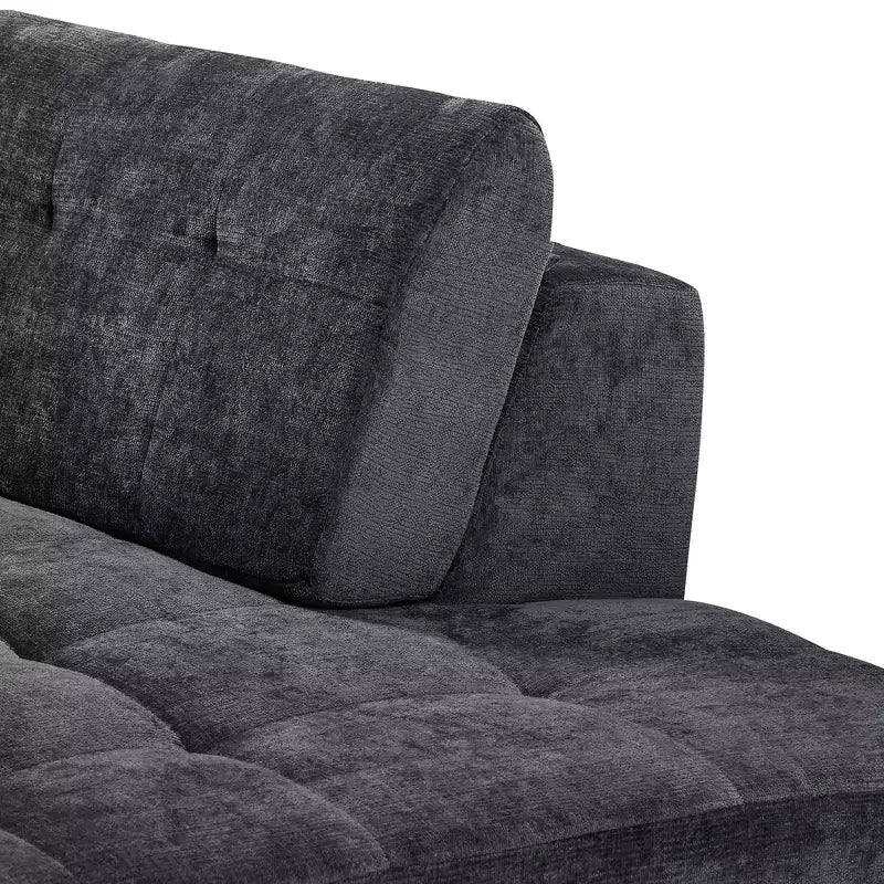 Sofá seccional moderno estilo L de 119", curvo minimalista con orientación a la derecha, con botones