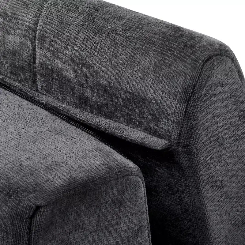 Sofá seccional moderno estilo L de 119", curvo minimalista con orientación a la derecha, con botones