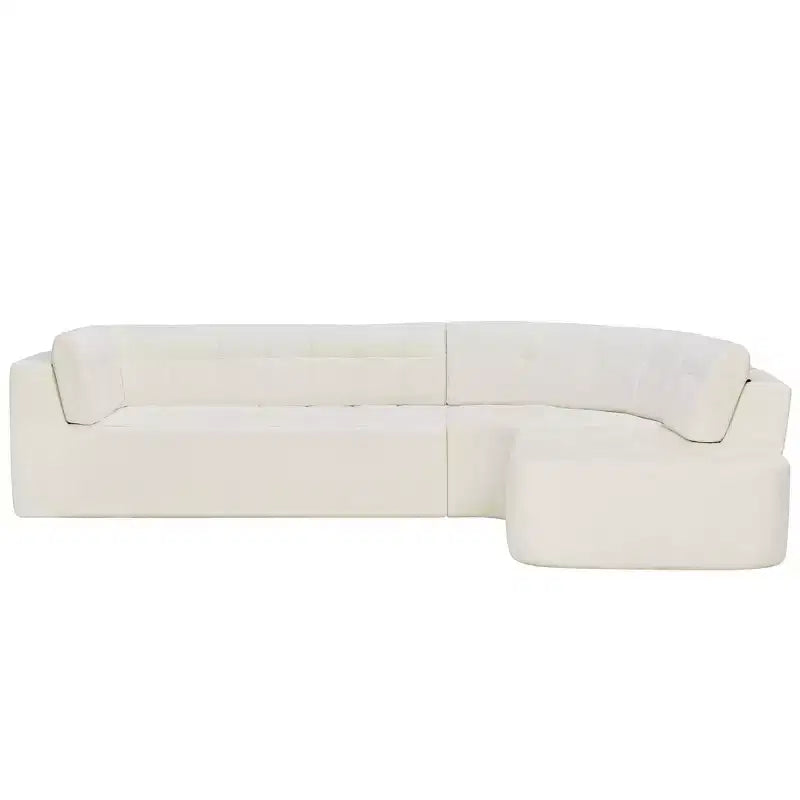 Sofá seccional moderno estilo L de 119", curvo minimalista con orientación a la derecha, con botones