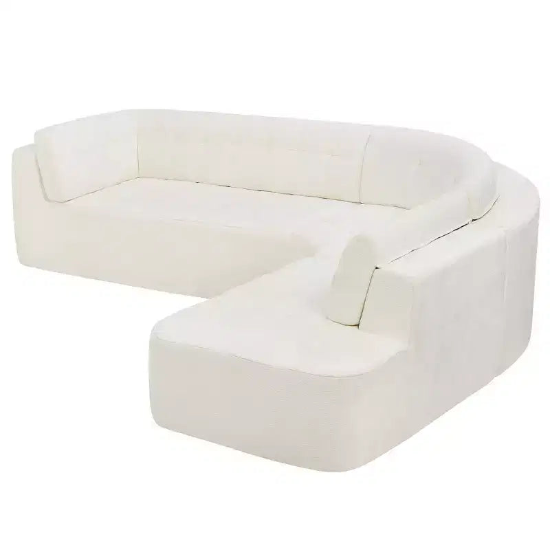 Sofá seccional moderno estilo L de 119", curvo minimalista con orientación a la derecha, con botones