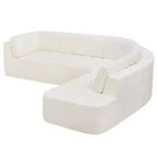 Sofá seccional moderno estilo L de 119", curvo minimalista con orientación a la derecha, con botones