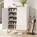 Lantine 5-Tier Wooden Shoe Cabinet with Doors, Stores 25 Pairs, Modern White Organizer for Entryway, Living Room, Bedroom, Hallway, Closet.