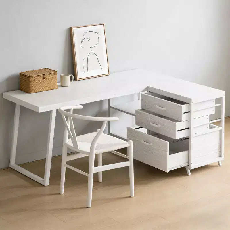 GDFStudio Thoreau Modern Versatile L-Shaped Working Desk with 3 Drawers