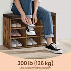 Banco para zapatos con cojín y 9 compartimentos, Banco de almacenamiento con asiento acolchado, 136 kg