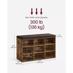 Banco para zapatos con cojín y 9 compartimentos, Banco de almacenamiento con asiento acolchado, 136 kg