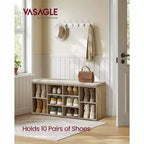 Shoe Storage Bench Shoes Organize with 10 Cushion and Cushion Seat