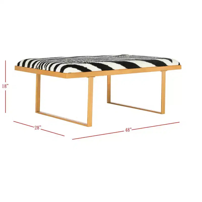 Banco Moderno Tipo Loft con Asiento Acolchado, Azul Marino y Dorado, Capacidad de 550 lb, 48" de Ancho