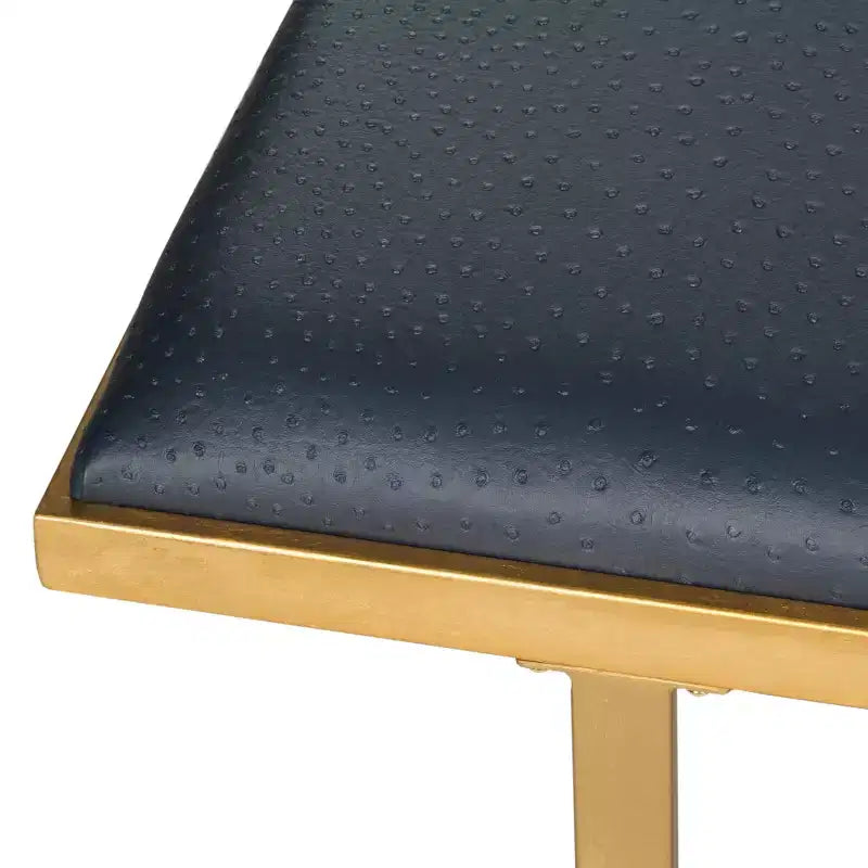 Banco Moderno Tipo Loft con Asiento Acolchado, Azul Marino y Dorado, Capacidad de 550 lb, 48" de Ancho