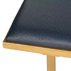 Banco Moderno Tipo Loft con Asiento Acolchado, Azul Marino y Dorado, Capacidad de 550 lb, 48" de Ancho