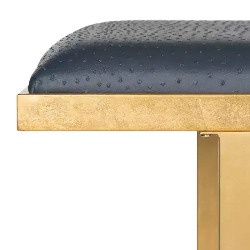 Banco Moderno Tipo Loft con Asiento Acolchado, Azul Marino y Dorado, Capacidad de 550 lb, 48" de Ancho