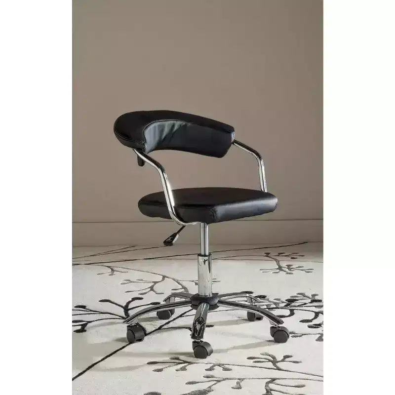 Silla de Escritorio Giratoria de Altura Ajustable con Cuero Vegano y Ruedas, 125 kg