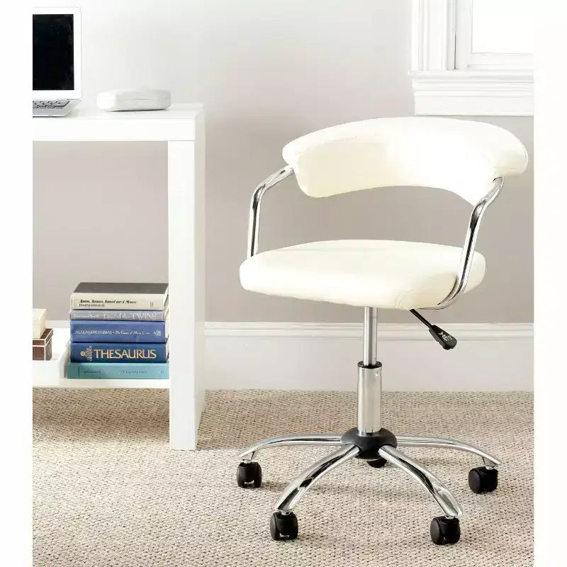 Silla de Escritorio Giratoria de Altura Ajustable con Cuero Vegano y Ruedas, 125 kg