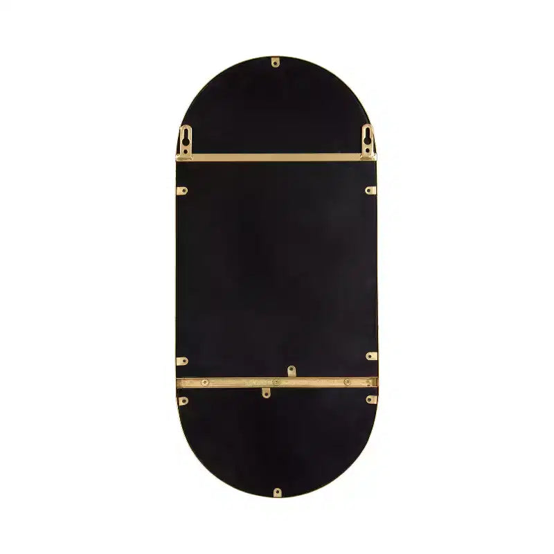 Espejo de pared ovalado de metal de 11"x25" con estante, para montaje en pared