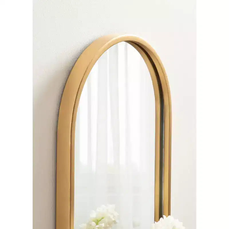 Espejo de pared ovalado de metal de 11"x25" con estante, para montaje en pared