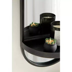 Espejo de pared ovalado de metal de 11"x25" con estante, para montaje en pared