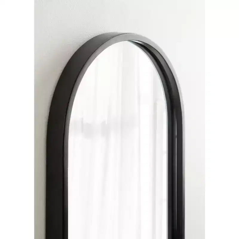 Espejo de pared ovalado de metal de 11"x25" con estante, para montaje en pared