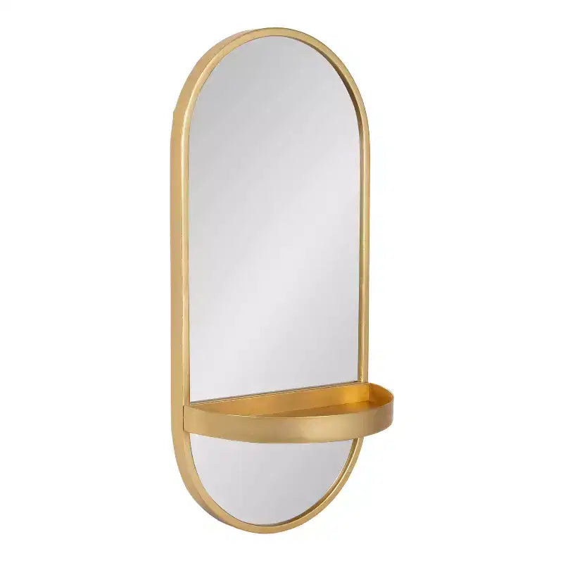 Espejo de pared ovalado de metal de 11"x25" con estante, para montaje en pared