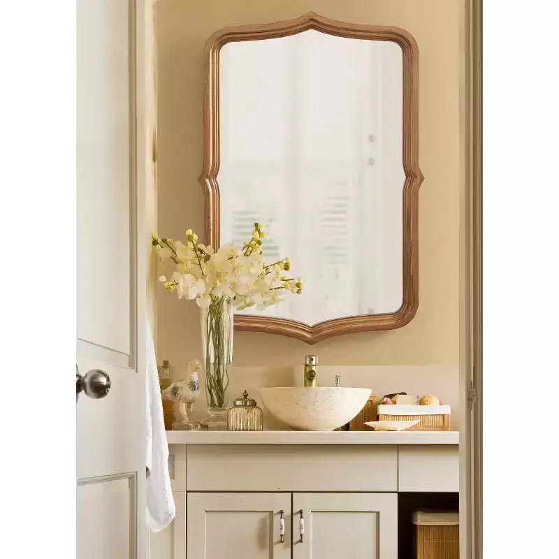 Espejo de pared decorativo festoneado de 23"x35", forma original, para montar en la pared