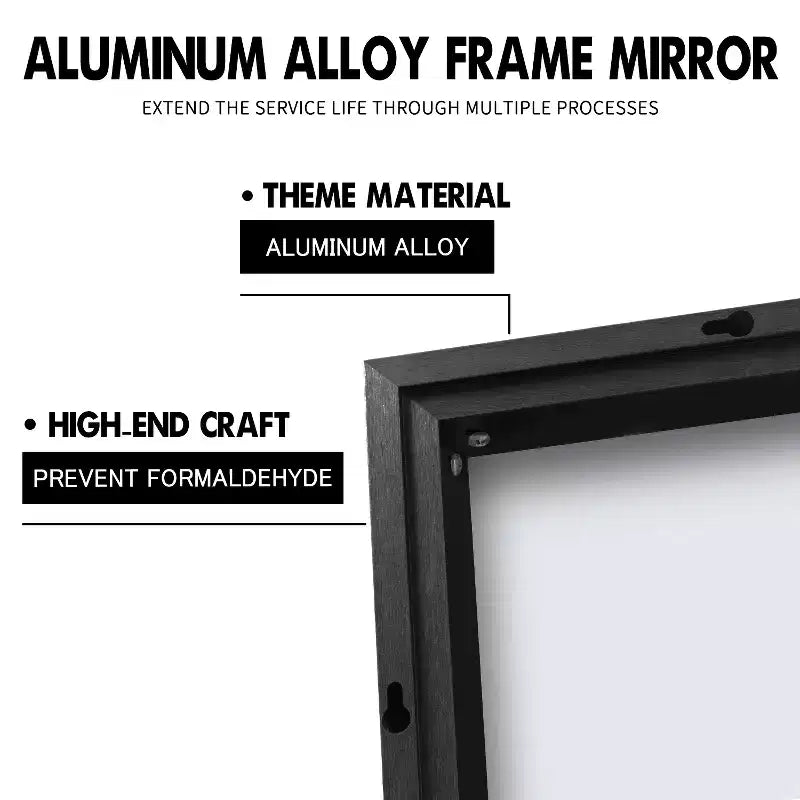 Espejo de pared rectangular negro de 38"x24" con marco de metal, vidrio templado de alta definición