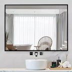 Espejo de pared rectangular negro de 38"x24" con marco de metal, vidrio templado de alta definición