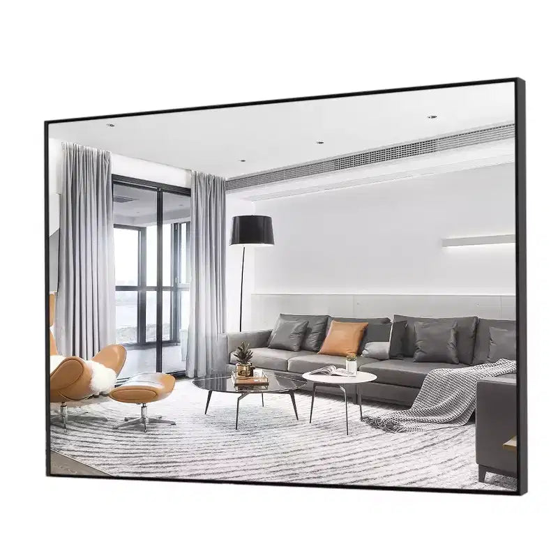 Espejo de pared rectangular negro de 38"x24" con marco de metal, vidrio templado de alta definición