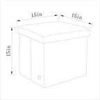 Puf Otomano Cuadrado Plegable con Tapa Extraíble, 38 cm Tapizado