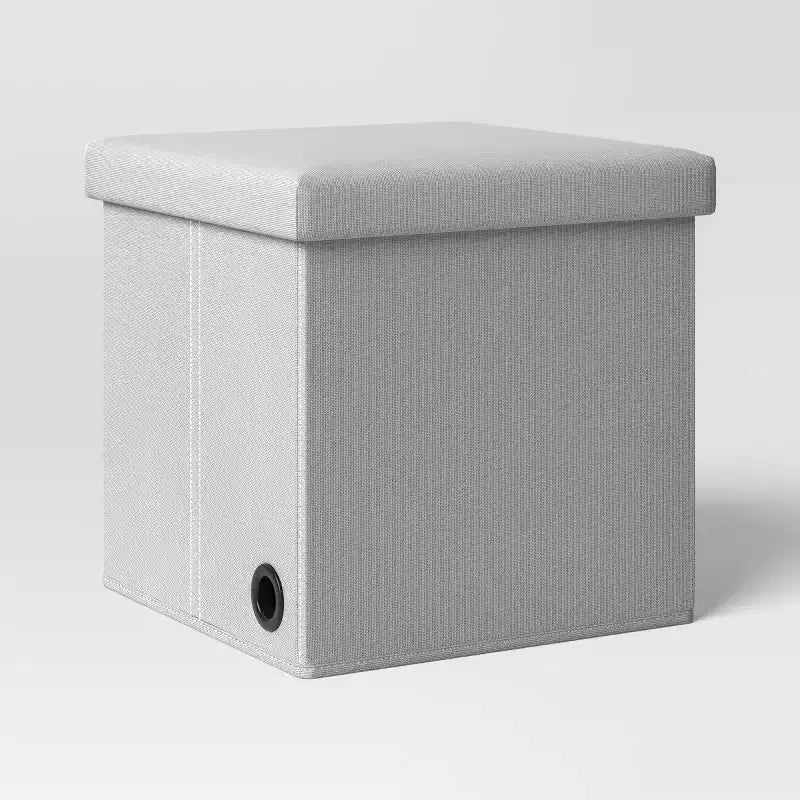 Puf Otomano Cuadrado Plegable con Tapa Extraíble, 38 cm Tapizado