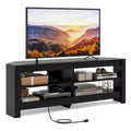 Costway 3-Tier Corner TV Stand with Power Outlet 4 Open Storage Shelves for Living Room White/Brown/Black