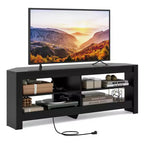 Costway 3-Tier Corner TV Stand with Power Outlet 4 Open Storage Shelves for Living Room White/Brown/Black